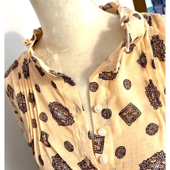 Free People boho Baby Doll baggy/oversized polyester gold print -Size: Medium - Picture 2 of 7